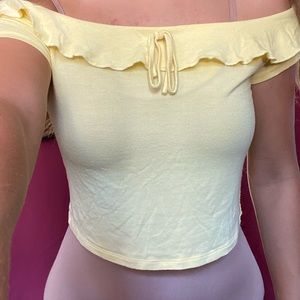 Yellow Off the shoulder crop top